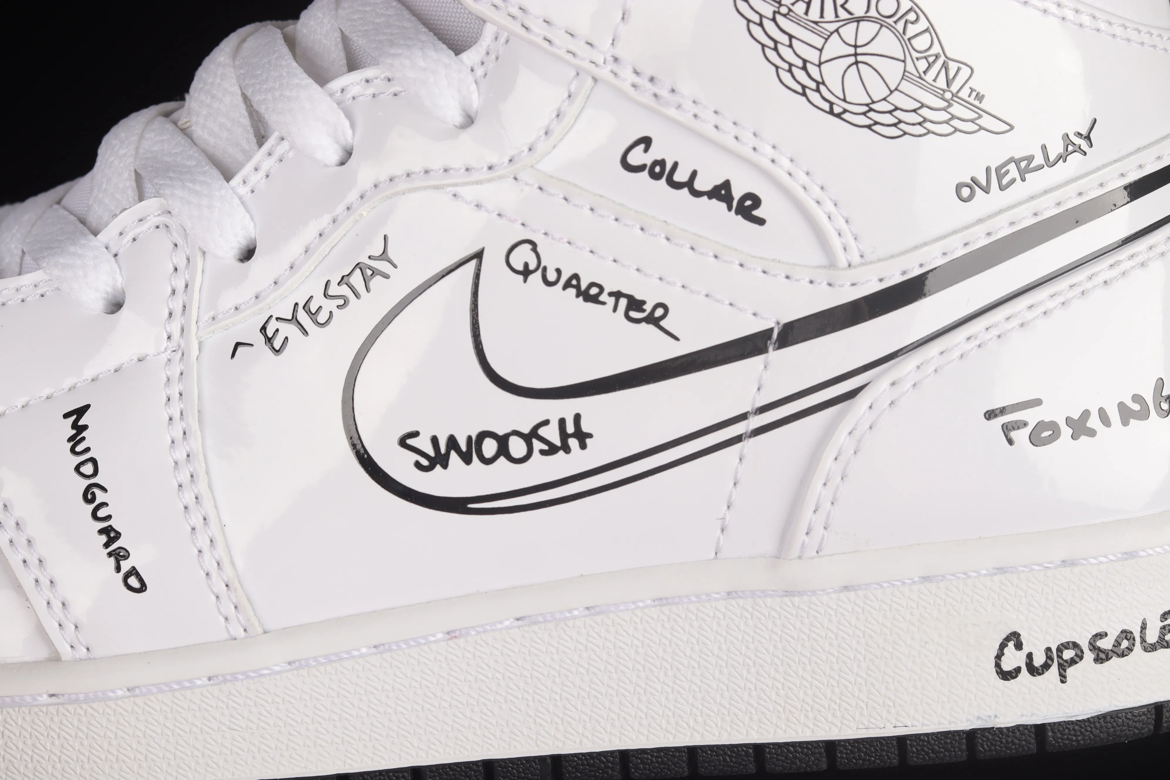 All categories Air Jordan Jordan series basketball shoes Air Jordan 1 Mid G version pure original Air Jordan 1 Mid GS "Schematic" AJ1 Joe 1 white graffiti Zhongbang basketball shoes DQ1864-100